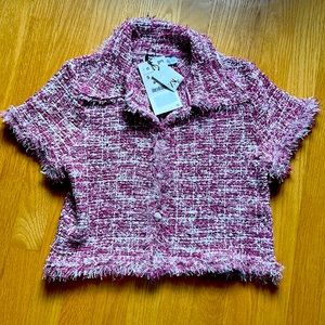 Zara fringe metallic button top